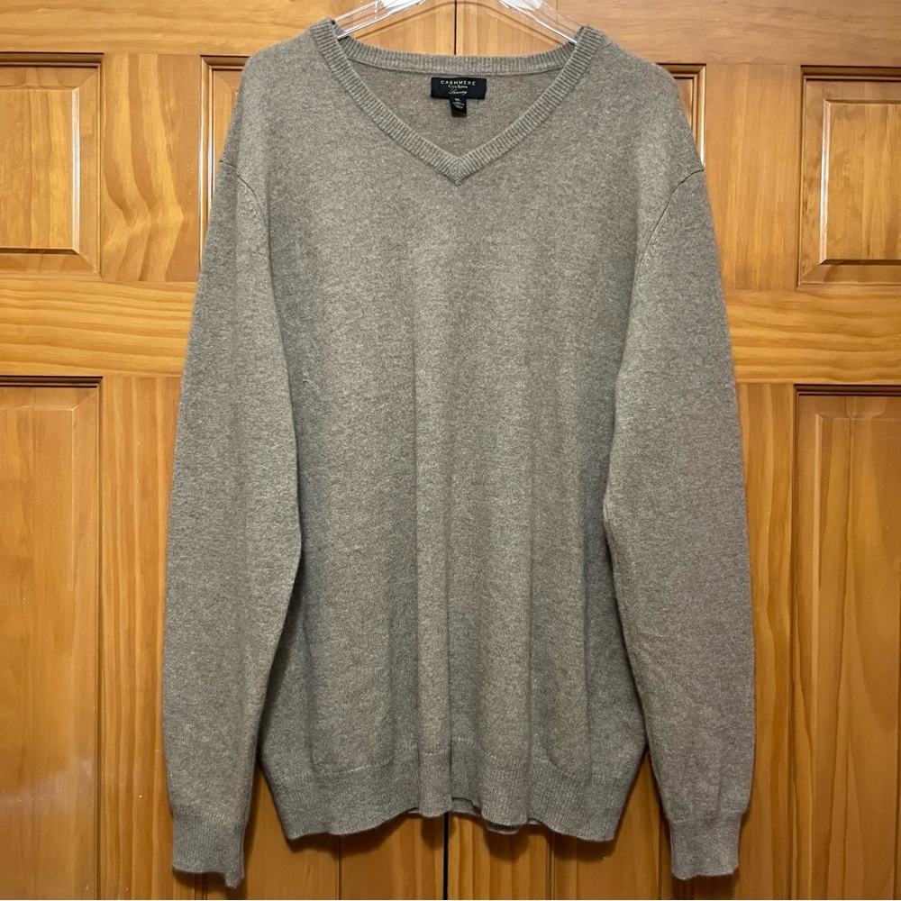 Club Room Luxury Cashmere Tan V-Neck Sweater Size XL